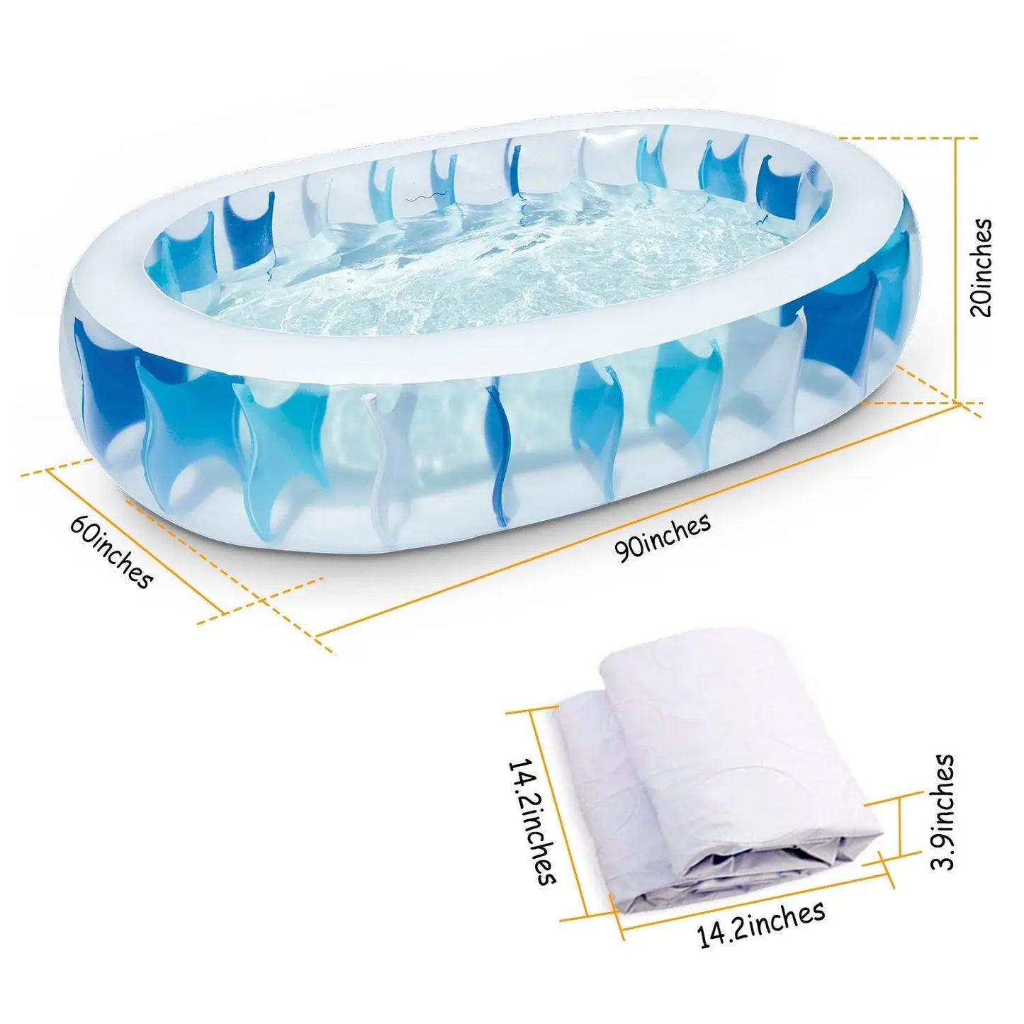 90×60×20In Inflatable Swimming Pool Blow Up Family Pool For Kids Foldable Swim Ball Pool Center Doba