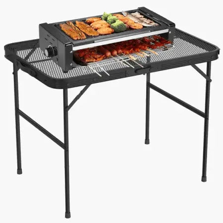 1Pc Folding Camping Table Portable Aluminum Roll-up Picnic BBQ Desk with Carrying Bag Heavy Duty Outdoor Beach Backyard Party Patio Doba