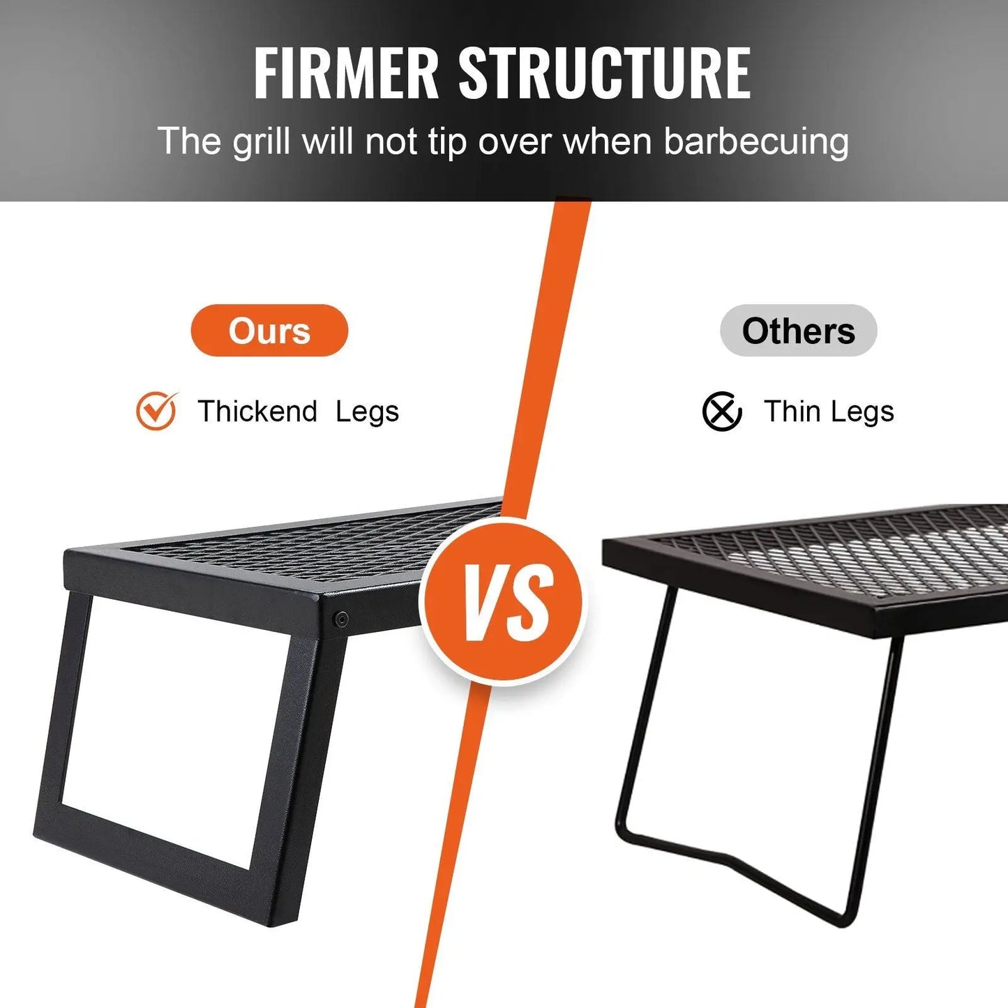 VEVOR Folding Campfire Grill, Heavy Duty Steel Mesh Grate, 18" Portable Camping Grates Over Fire Pit, Camp Fire Cooking Equipment with Legs Carrying Bag, Grilling Rack for Outdoor Open Flame Cooking Doba