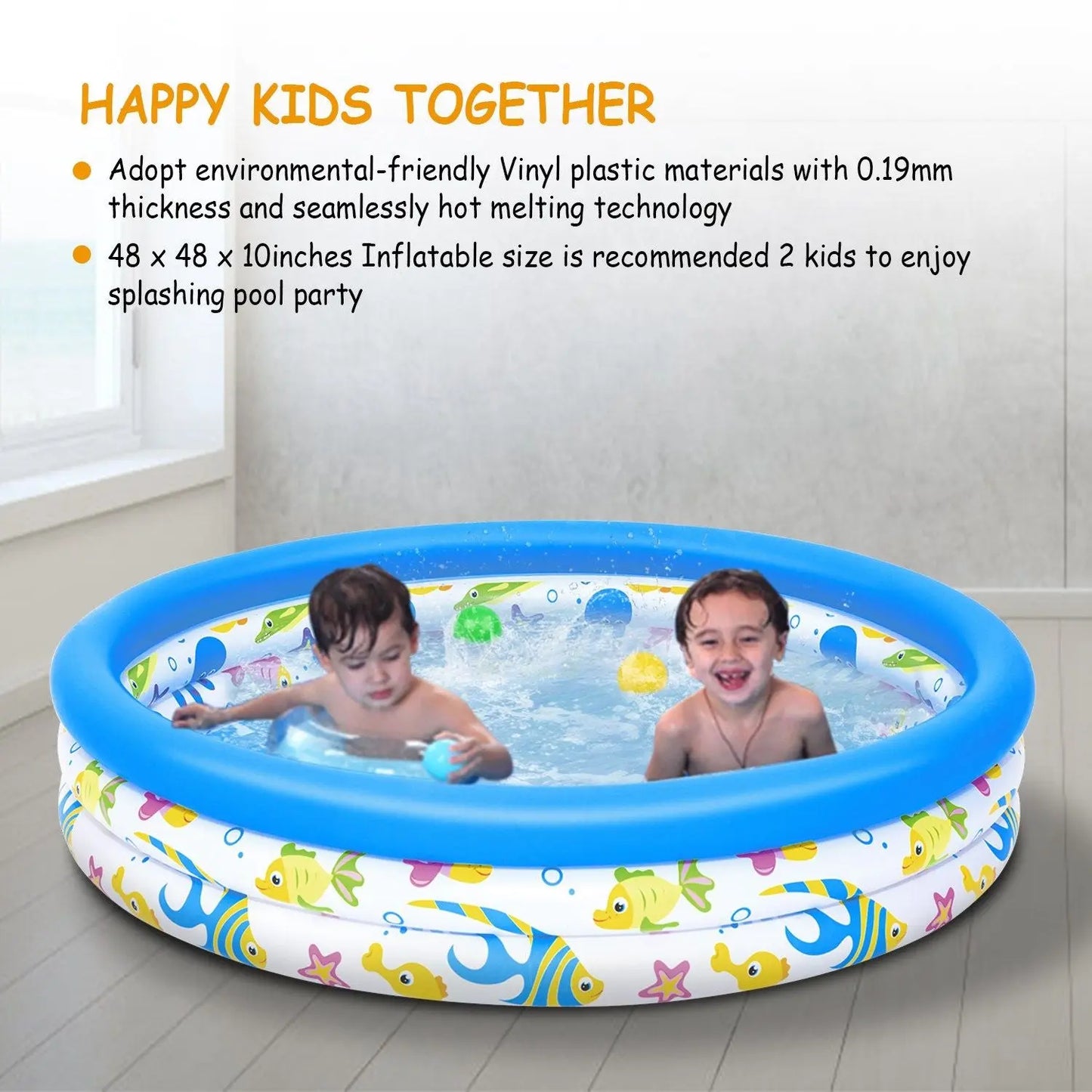 48x10In Inflatable Swimming Pool Blow Up Family Pool For 2 Kids Foldable Swim Ball Pool Center Doba