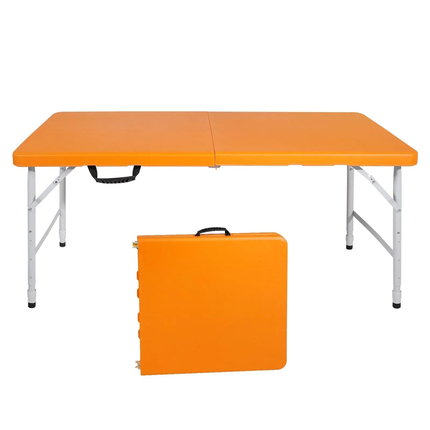 4ft Orange Portable Folding Table Indoor&Outdoor Maximum Weight 135KG Foldable Table for Camping Doba