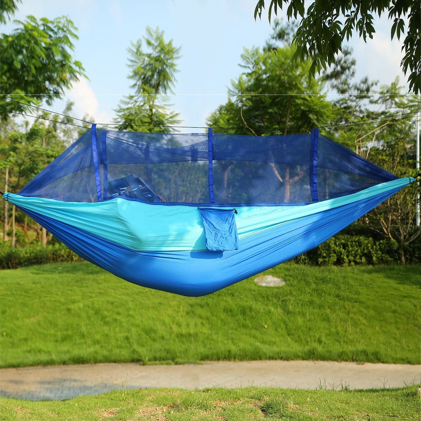 600lbs Load 2 Persons Hammock with Mosquito Net Outdoor Hiking Camping Hommock Portable Nylon Swing Hanging Bed Doba