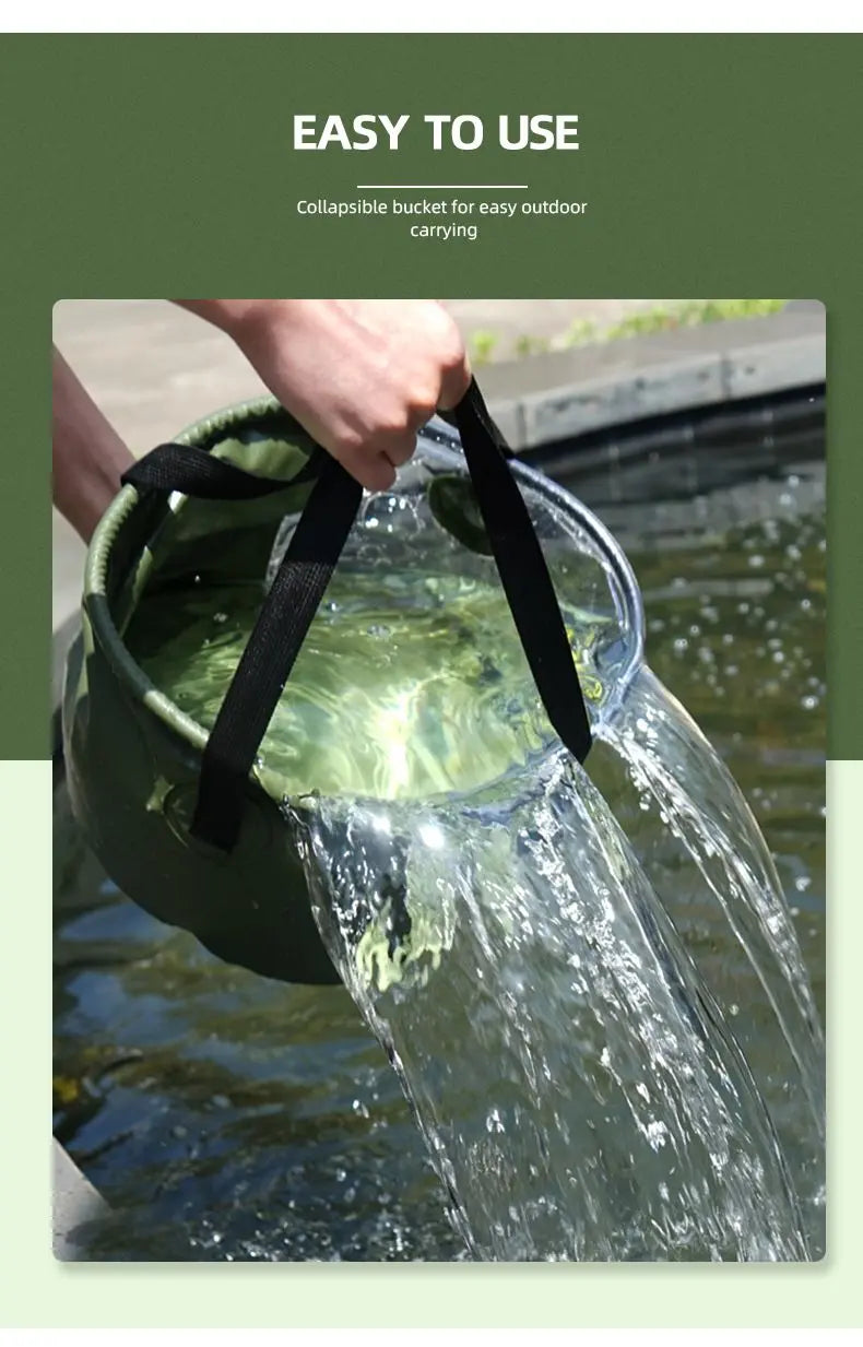 30L Outdoor folding bucket camping self-driving portable barbecue dishwashing bucket telescopic fishing bucket Doba