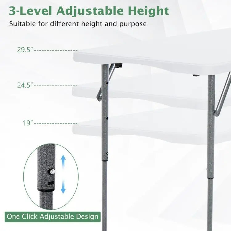 3-Level Height Adjustable Folding Table Doba