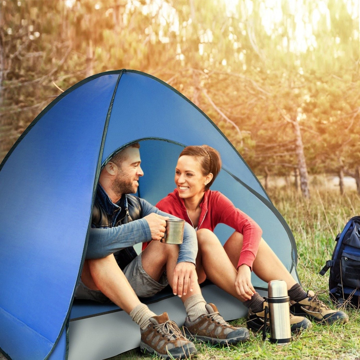 Pop Up Beach Tent Sun Shade Shelter Anti-UV Automatic Waterproof Tent Canopy for 2/3 Man w/ Net Window Storage Bag Doba