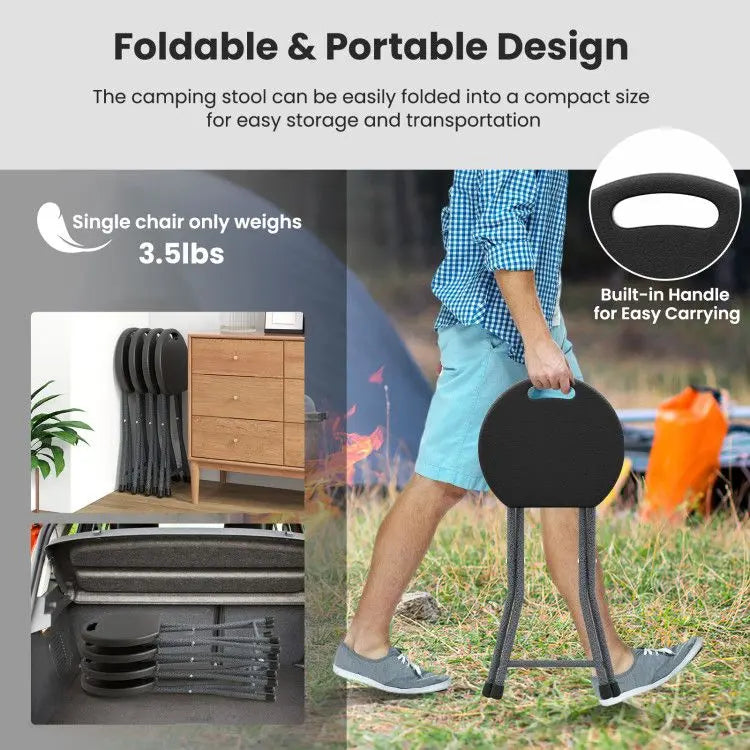 Folding Stool with Built-in Handle for Adults Doba