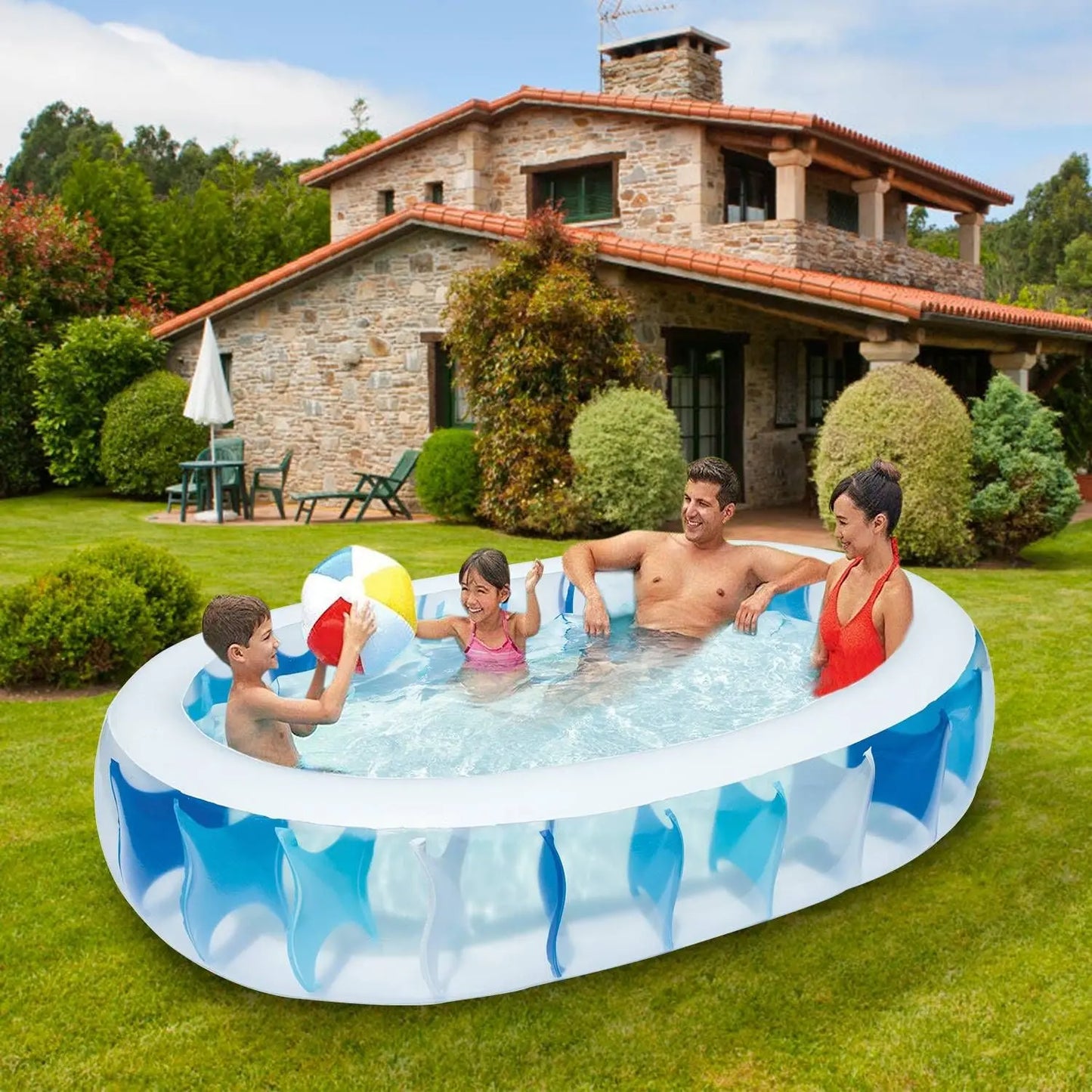 90×60×20In Inflatable Swimming Pool Blow Up Family Pool For Kids Foldable Swim Ball Pool Center Doba