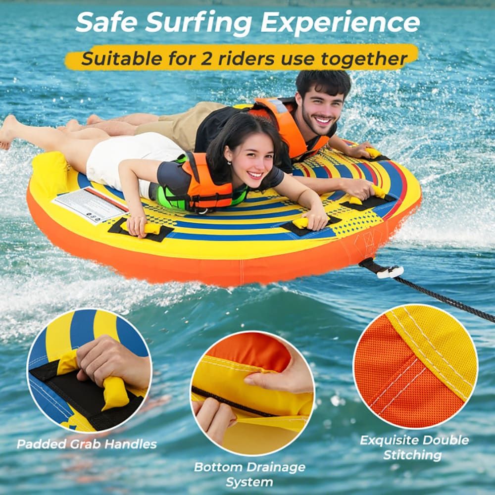1 or 2 Person Inflatable Towable Tube for Boating with Quick Connector - Freetyme Store