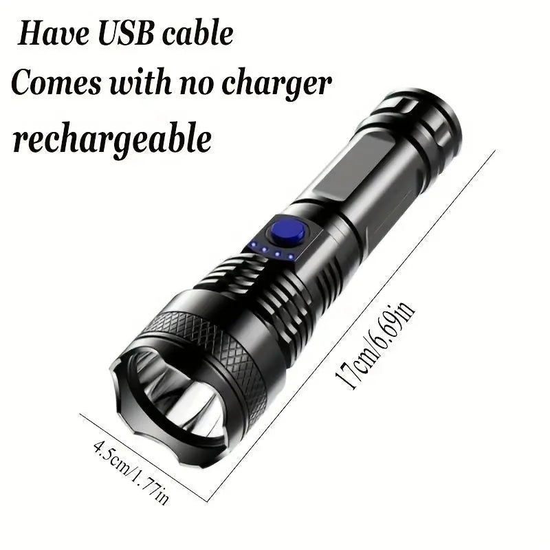 USB Chargeable Strong Light Handheld Flashlight; Plastic Material; Suitable For Camping Backpacking Hiking Doba