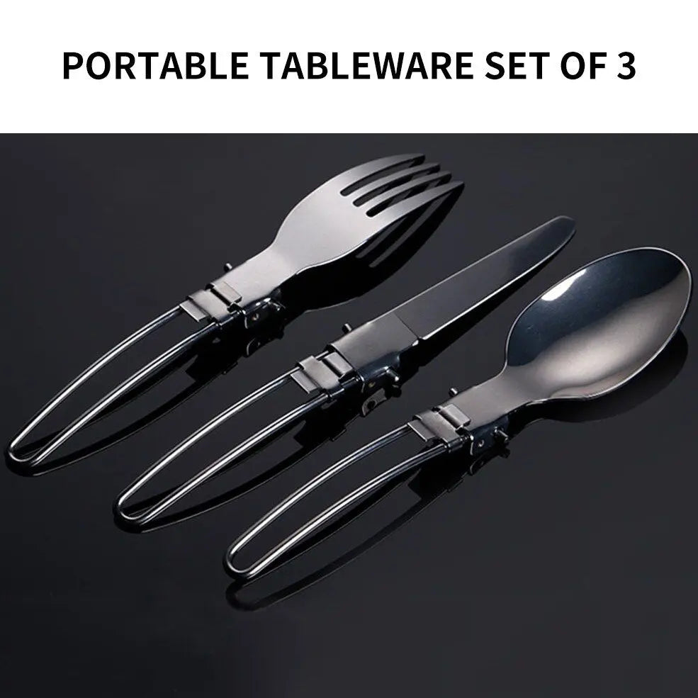 1pcs Camping Fork Spoon Outdoor Tableware Foldable Ultralight Stainless Steel Set Of Dishes For Camping Outdoor Cooking Doba