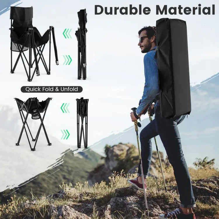 Outdoor Folding Camping Chairs and Table Set with Carrying Bag Doba