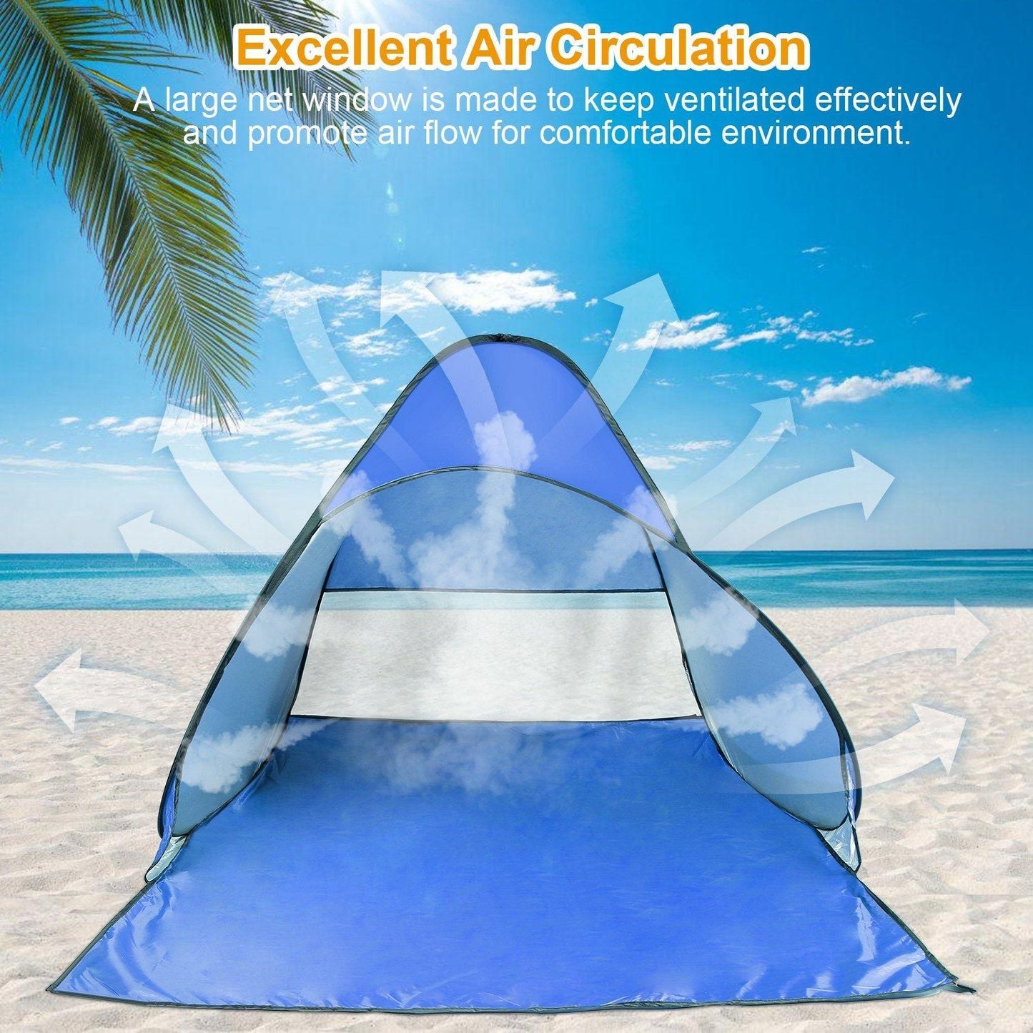 Pop Up Beach Tent Sun Shade Shelter Anti-UV Automatic Waterproof Tent Canopy for 2/3 Man w/ Net Window Storage Bag Doba