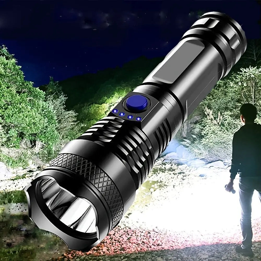 USB Chargeable Strong Light Handheld Flashlight; Plastic Material; Suitable For Camping Backpacking Hiking Doba