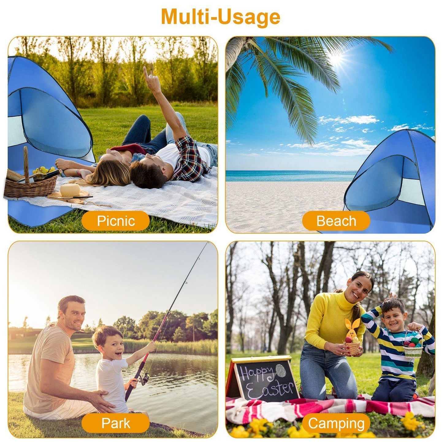 Pop Up Beach Tent Sun Shade Shelter Anti-UV Automatic Waterproof Tent Canopy for 2/3 Man w/ Net Window Storage Bag Doba