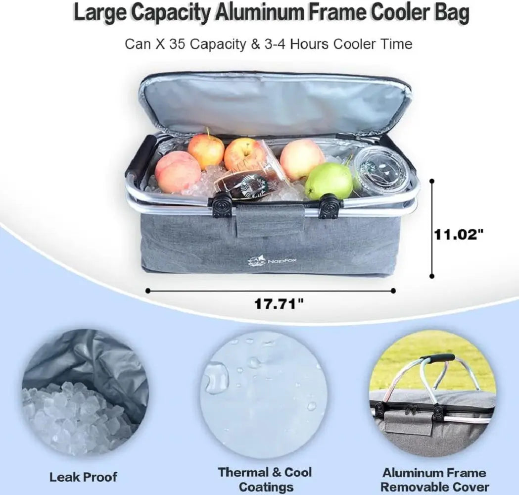 Collapsible Wagon 140L Wagons Carts Foldable with Removable Canopy, Folding Wagon Cart with Wheels for All-Terrain with Brake, Foldable Wagon with Cooler Bag, for Camping Beach Shopping Doba