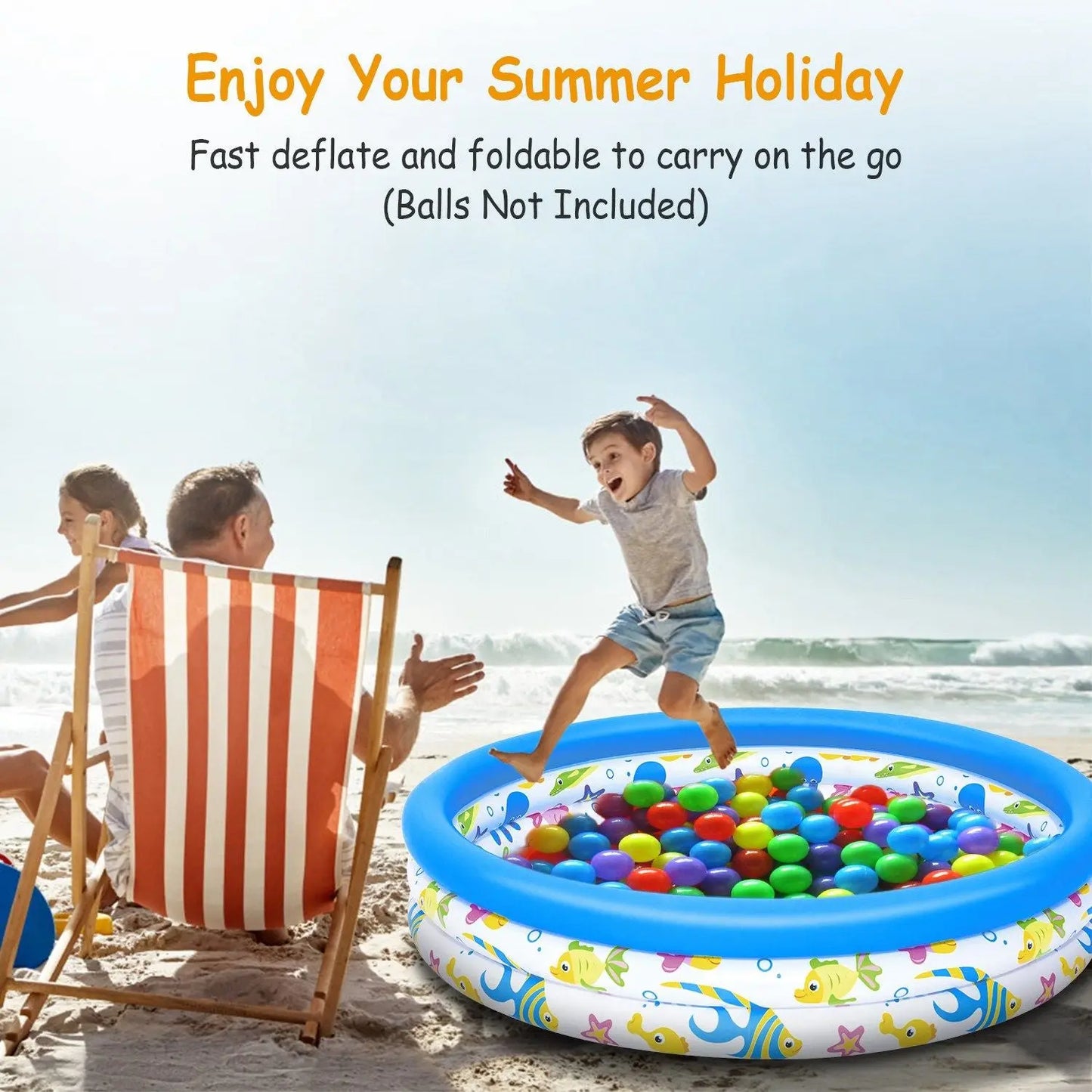 48x10In Inflatable Swimming Pool Blow Up Family Pool For 2 Kids Foldable Swim Ball Pool Center Doba
