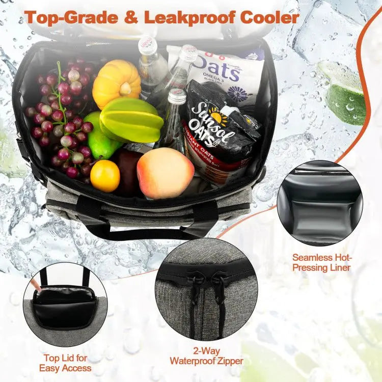 50-Can Large Leakproof Rolling Cooler with Detachable Bottom Plate Doba