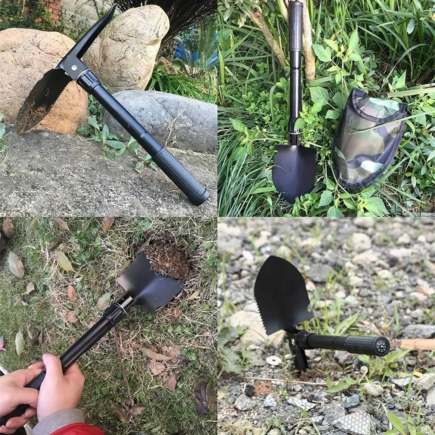 1pc Portable Foldable Camping Shovel - Multifunctional Hiking Tool for Entrenching, Digging, and Cleaning Doba