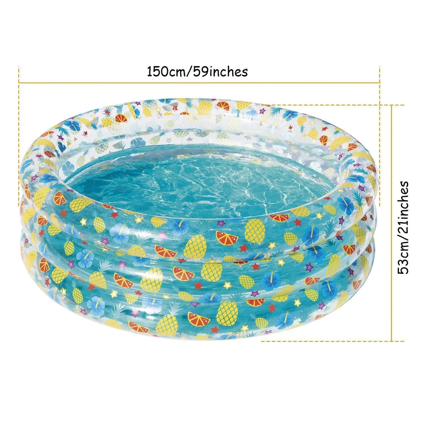 59x21in Inflatable Swimming Pool Blow Up Family Pool For 3 Kids Foldable Swim Ball Pool Center Doba