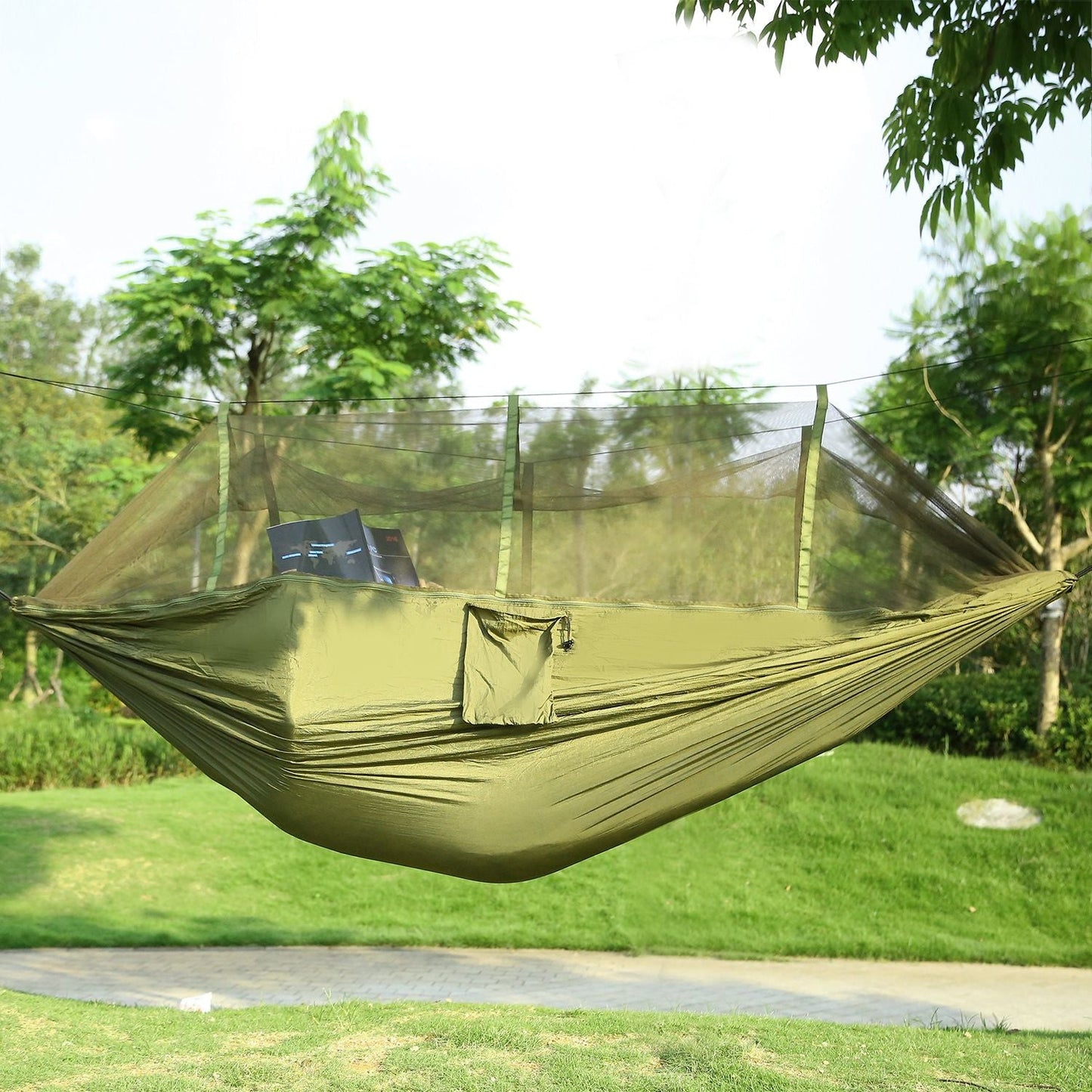 600lbs Load 2 Persons Hammock with Mosquito Net Outdoor Hiking Camping Hommock Portable Nylon Swing Hanging Bed Doba
