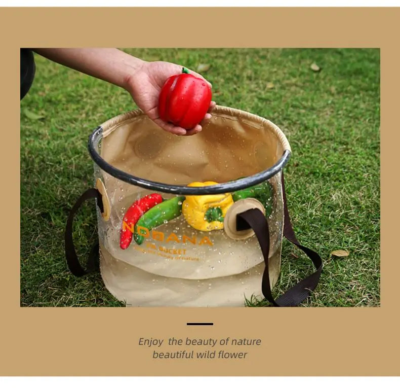 30L Outdoor folding bucket camping self-driving portable barbecue dishwashing bucket telescopic fishing bucket Doba
