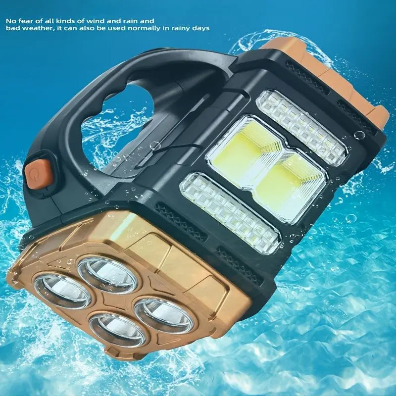 1pc Multifunctional Solar LED+COB Light With Handle; USB Charging Waterproof For Outdoor Camping Safety Emergency At Night Doba
