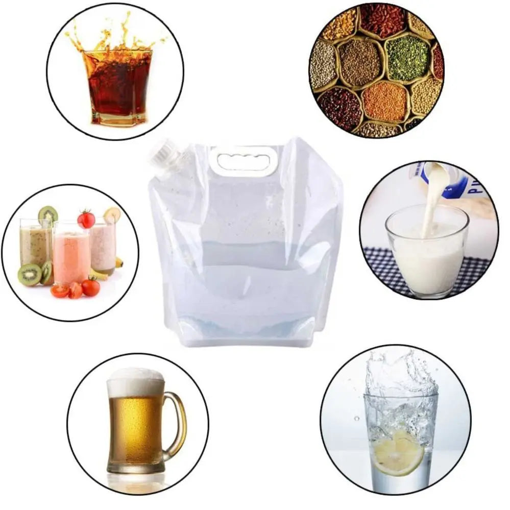 5L Water Bag Folding Portable Sports Storage Container Jug Bottle For Outdoor Travel Camping with Handle Folding Water Bag Doba