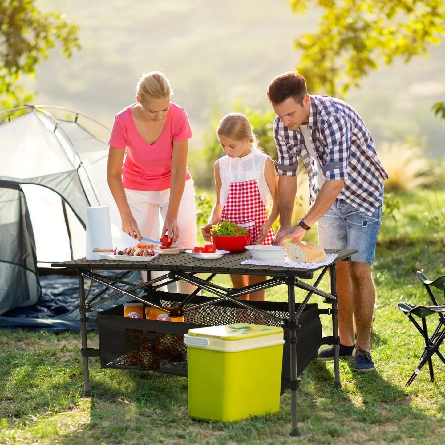 1Pc Folding Camping Table Portable Aluminum Roll-up Picnic BBQ Desk with Carrying Bag Heavy Duty Outdoor Beach Backyard Party Patio Doba