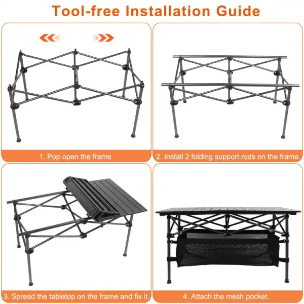 1Pc Folding Camping Table Portable Aluminum Roll-up Picnic BBQ Desk with Carrying Bag Heavy Duty Outdoor Beach Backyard Party Patio Doba