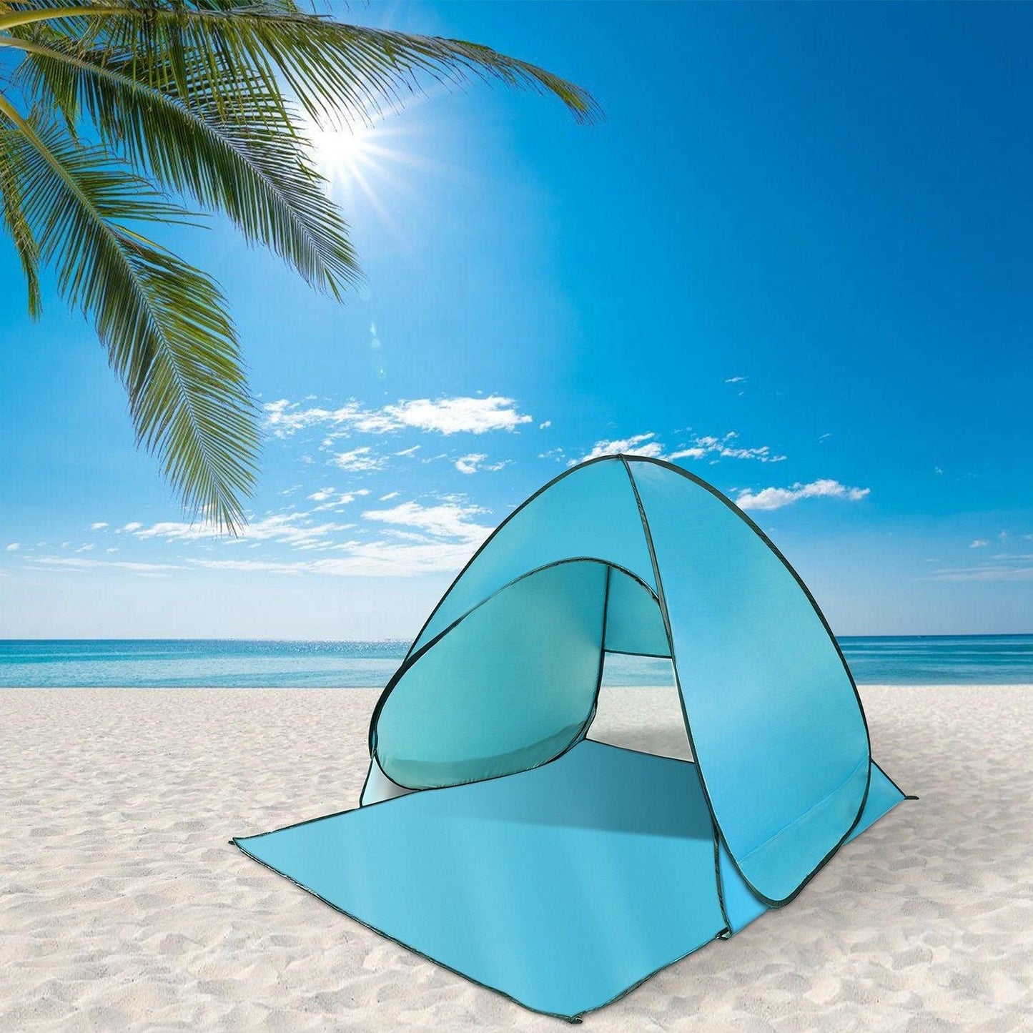 Pop Up Beach Tent Sun Shade Shelter Anti-UV Automatic Waterproof Tent Canopy for 2/3 Man w/ Net Window Storage Bag Doba