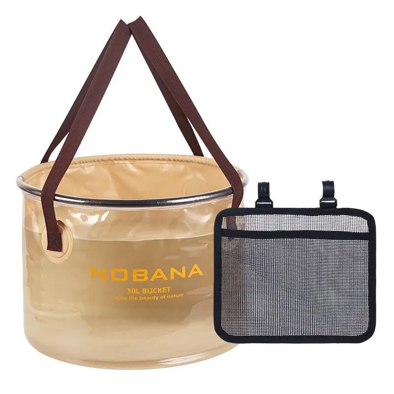 30L Outdoor folding bucket camping self-driving portable barbecue dishwashing bucket telescopic fishing bucket Doba