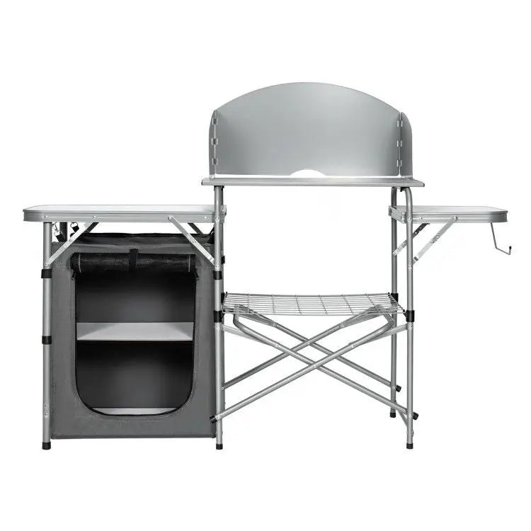 Foldable Outdoor BBQ Portable Grilling Table with Windscreen Bag Doba