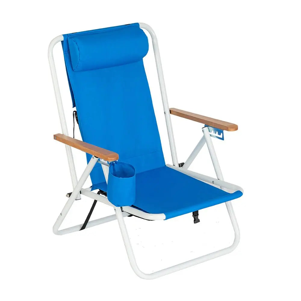 Backpack Beach Chair Folding Portable Chair Blue Solid Camping Hiking Fishing Doba
