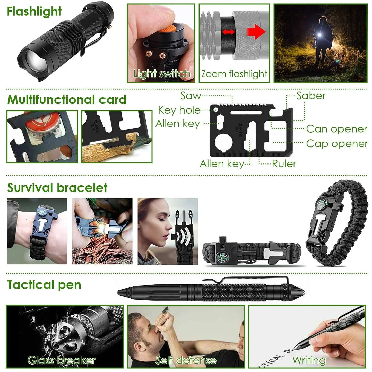 47Pcs Emergency Survival Kit Survival EDC Gear Equipment Tool Doba