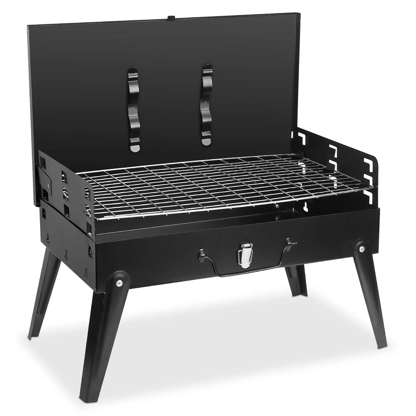 16.7x10x17.7in Portable Charcoal Grill Foldable BBQ Suitcase Grill Shelf For Outdoor Camping Picnics Garden Grilling Doba