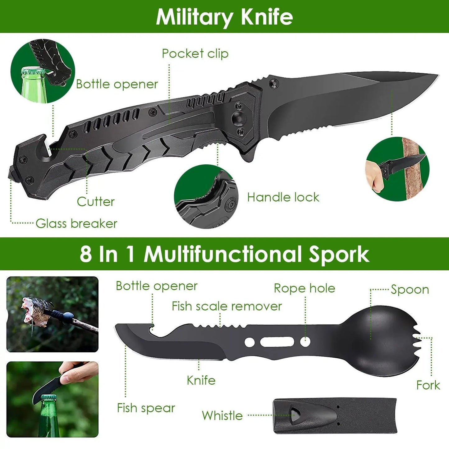 47Pcs Emergency Survival Kit Survival EDC Gear Equipment Tool Doba