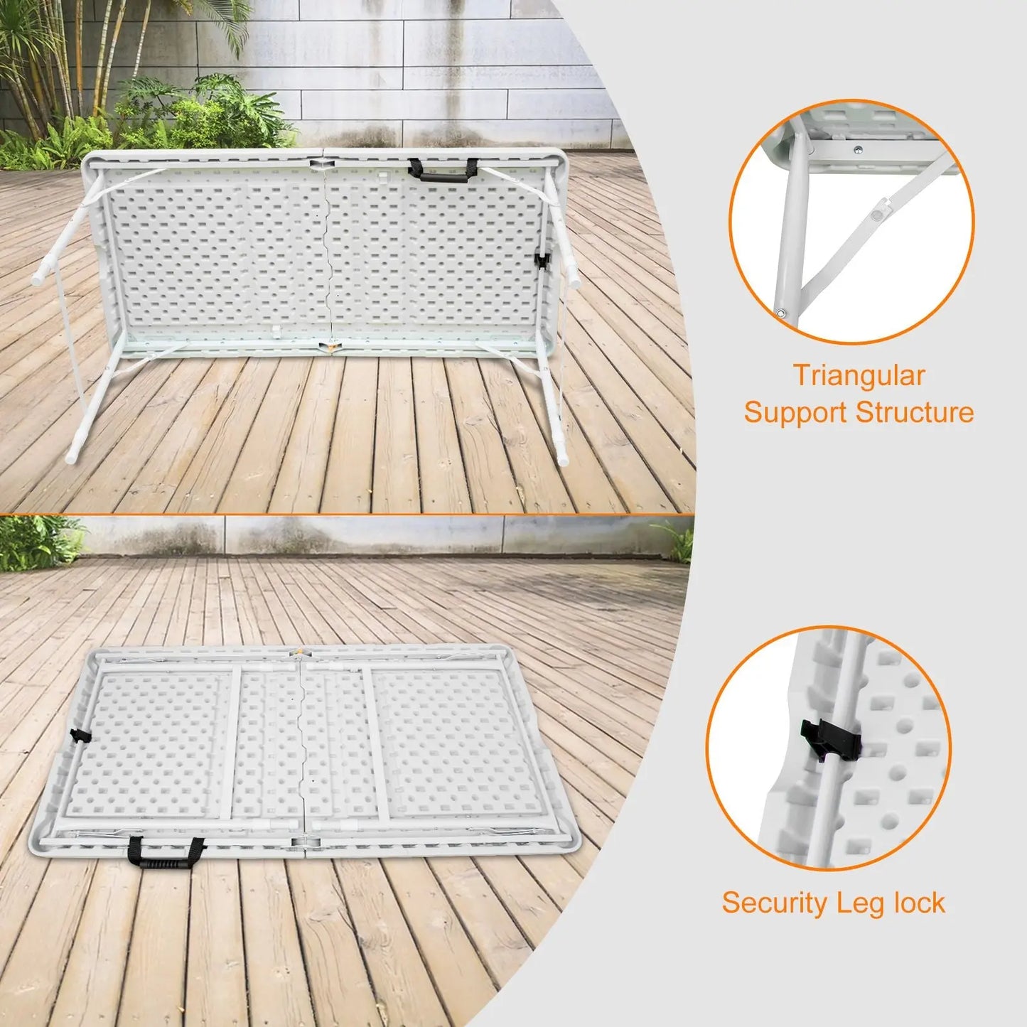 4ft Portable Folding Table Indoor&Outdoor Maximum Weight 135KG Foldable Table for Camping White Doba