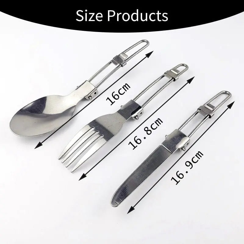1pcs Camping Fork Spoon Outdoor Tableware Foldable Ultralight Stainless Steel Set Of Dishes For Camping Outdoor Cooking Doba