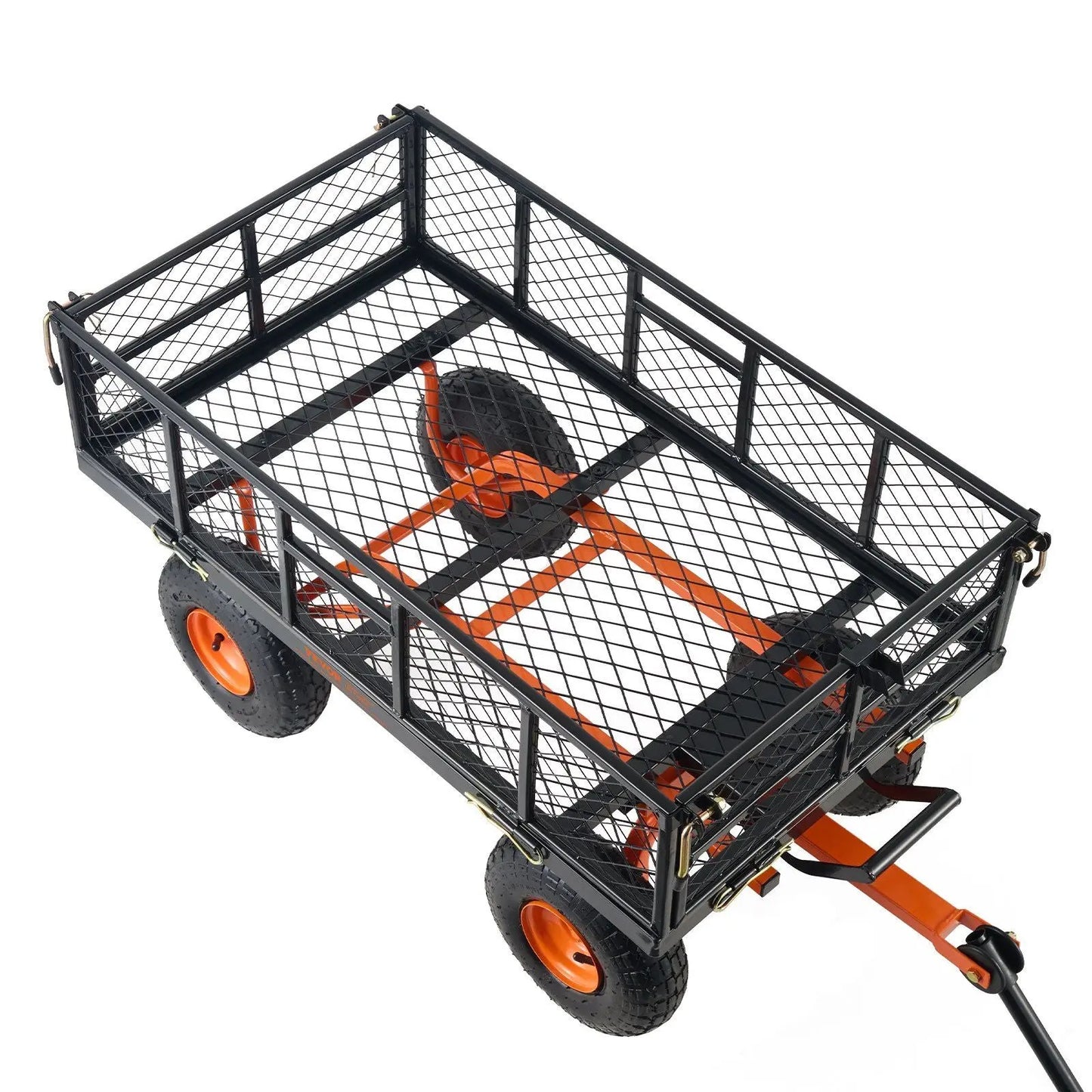 VEVOR Dump Cart, Metal Garden Dump Cart with Easy to Assemble Frame, Dump Wagon with 2-in-1 Convertible Handle, Utility Wheelbarrow 400 lbs Capacity, 10 inch Tires Doba