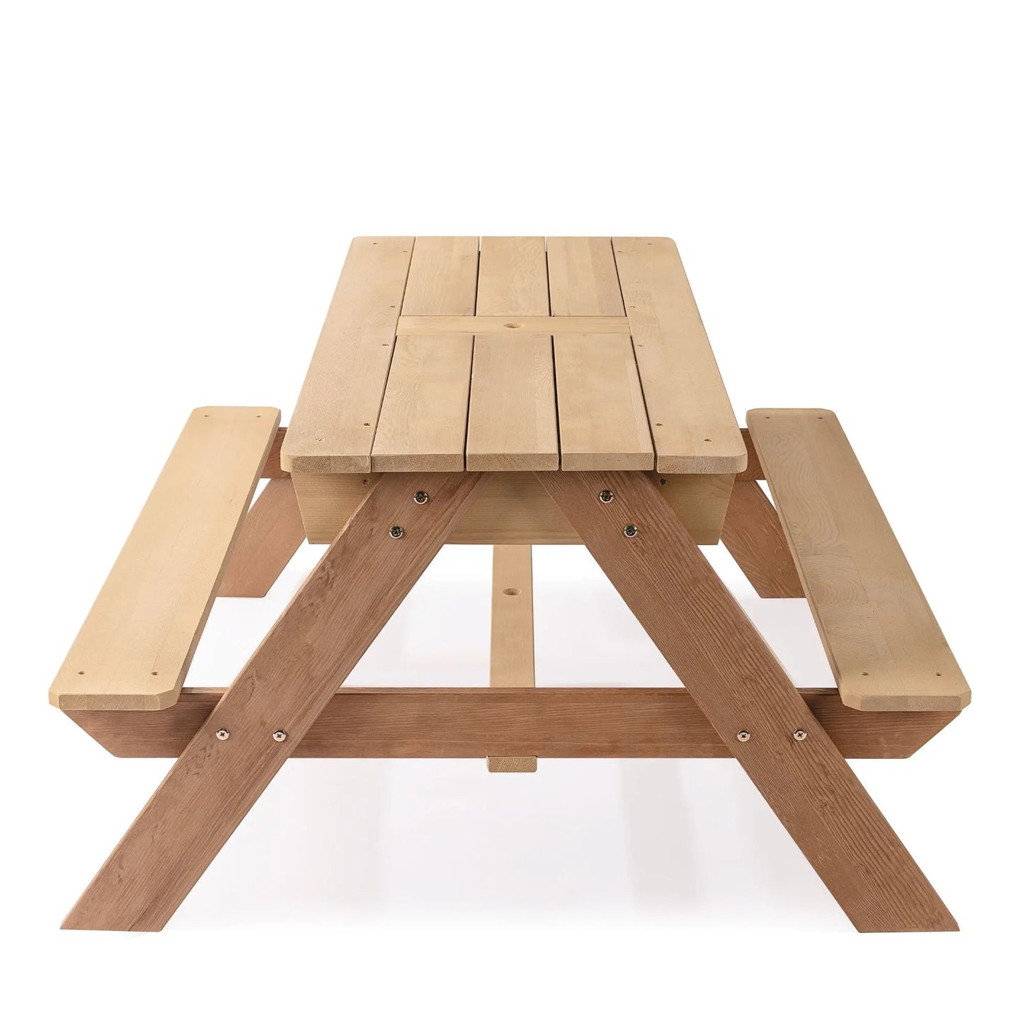 3-in-1 Kids Outdoor Wooden Picnic Table With Umbrella, Convertible Sand & Wate, Gray ASTM & CPSIA CERTIFICATION Doba