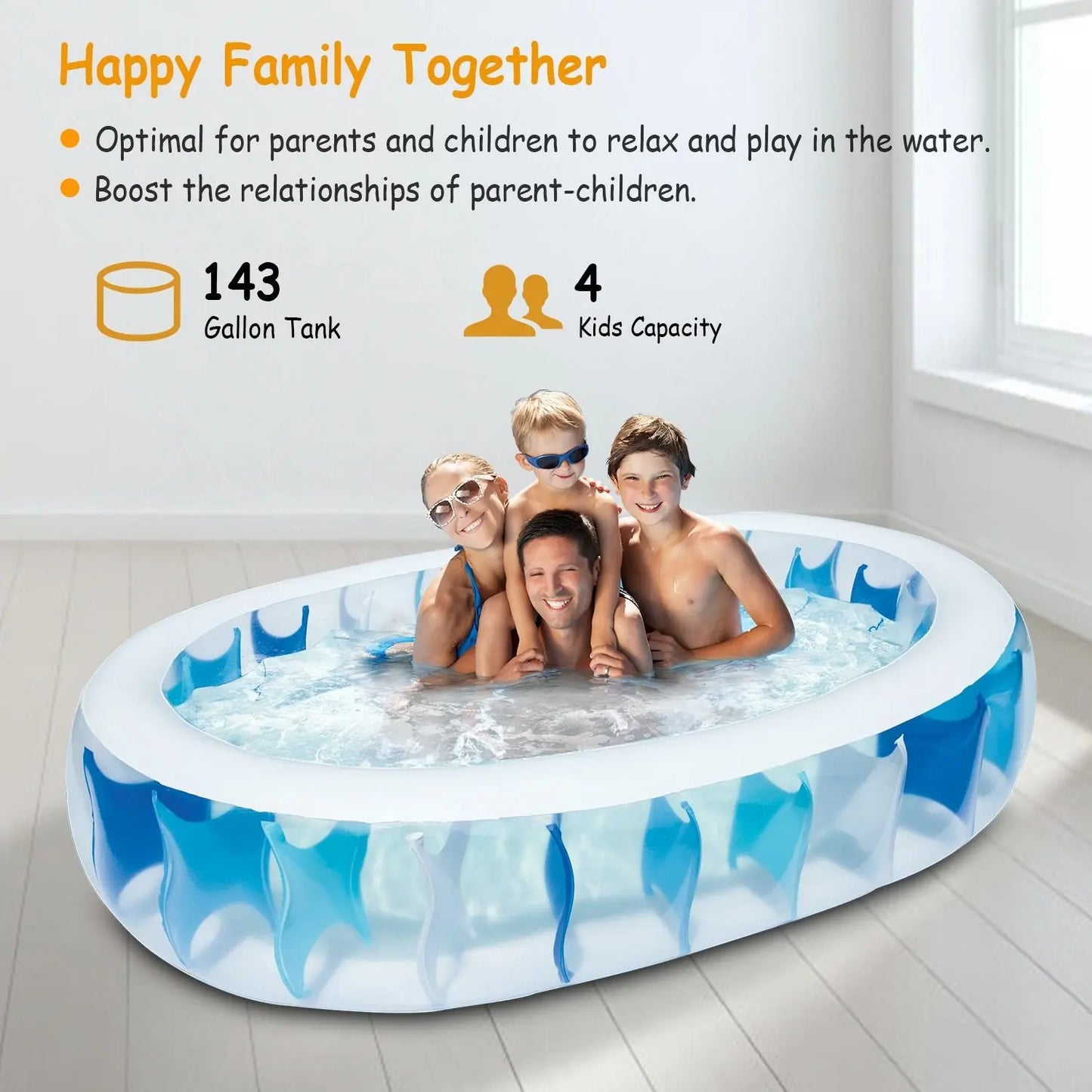 90×60×20In Inflatable Swimming Pool Blow Up Family Pool For Kids Foldable Swim Ball Pool Center Doba