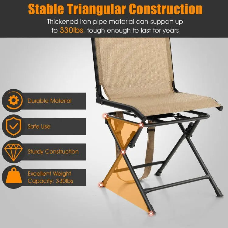 All weather Outdoor Foldable 360 Degree Swivel Chair with Iron Frame Doba