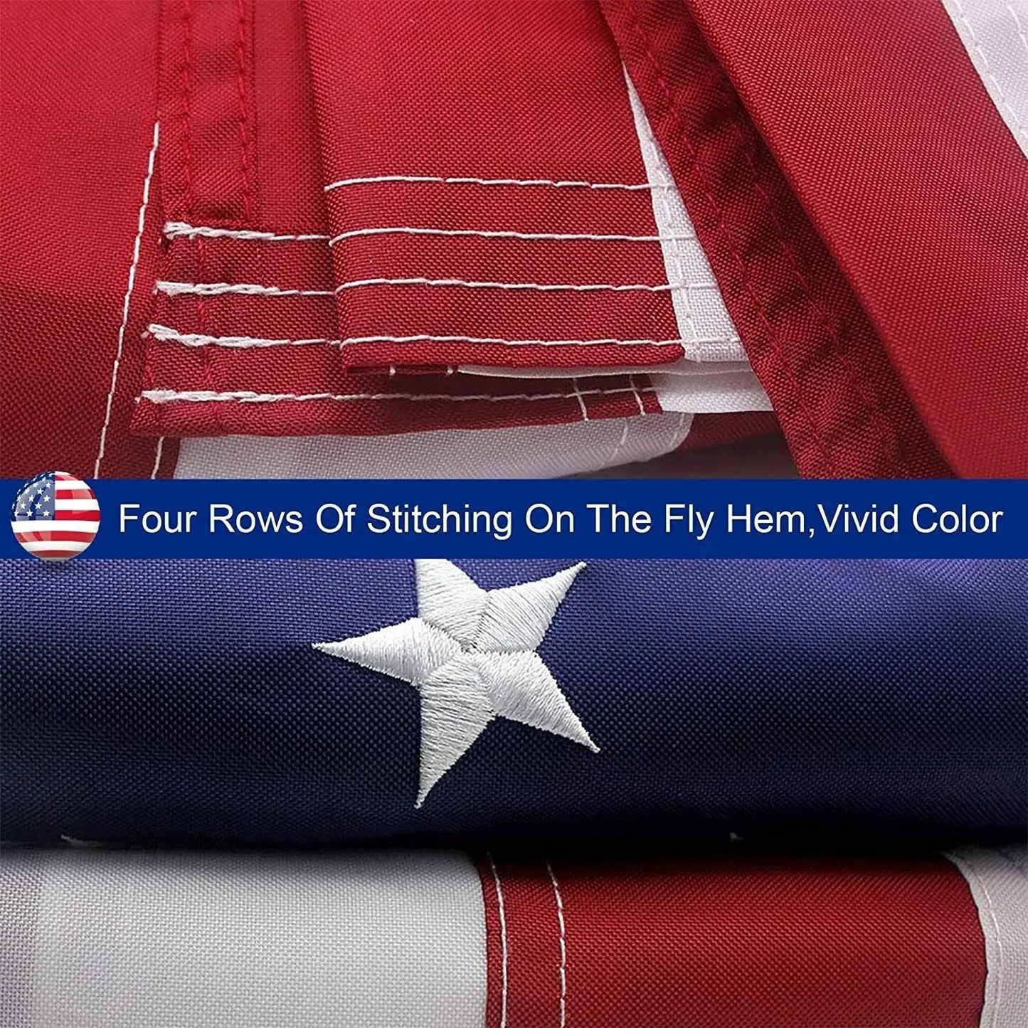 American Flag 10x15 ft 8x12 ft 6x10 ft 5x8 ft 4x6 ft 3x5 ft  2x3 ft Outdoor Heavy Duty Embroidered Stars USA Flag Sewn Stripes Fade Resistance Brass Grommets All Weather UV Active Doba