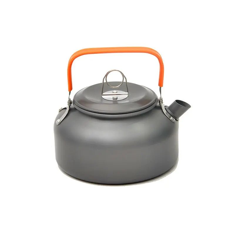 Outdoor portable 2-3 person camping stove cover pot picnic cooker non stick pot teapot combination set including tableware Doba
