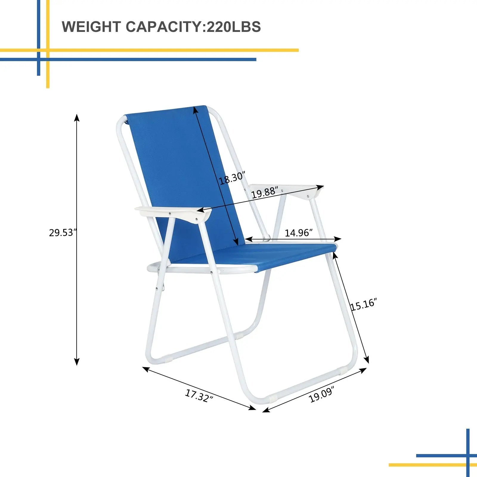 Oxford Cloth Iron Outdoor Beach Chair Blue Doba
