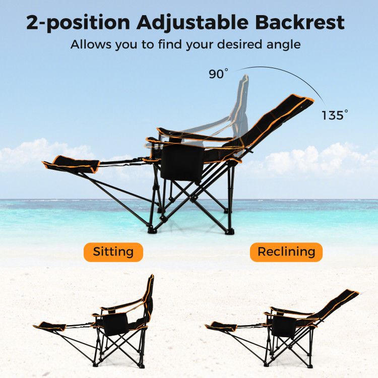 Folding Camping Chair with Footrest Camping Lounge Chair with Carry Bag Doba