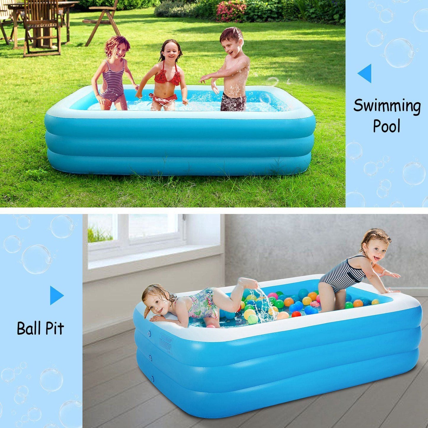 Inflatable Swimming Pools Family Swim Play Center Pool Blow up Kiddie Pool for Family Inflatable Lounge Pool for Kids Baby Adult Inflatable Water Ball Pool Doba
