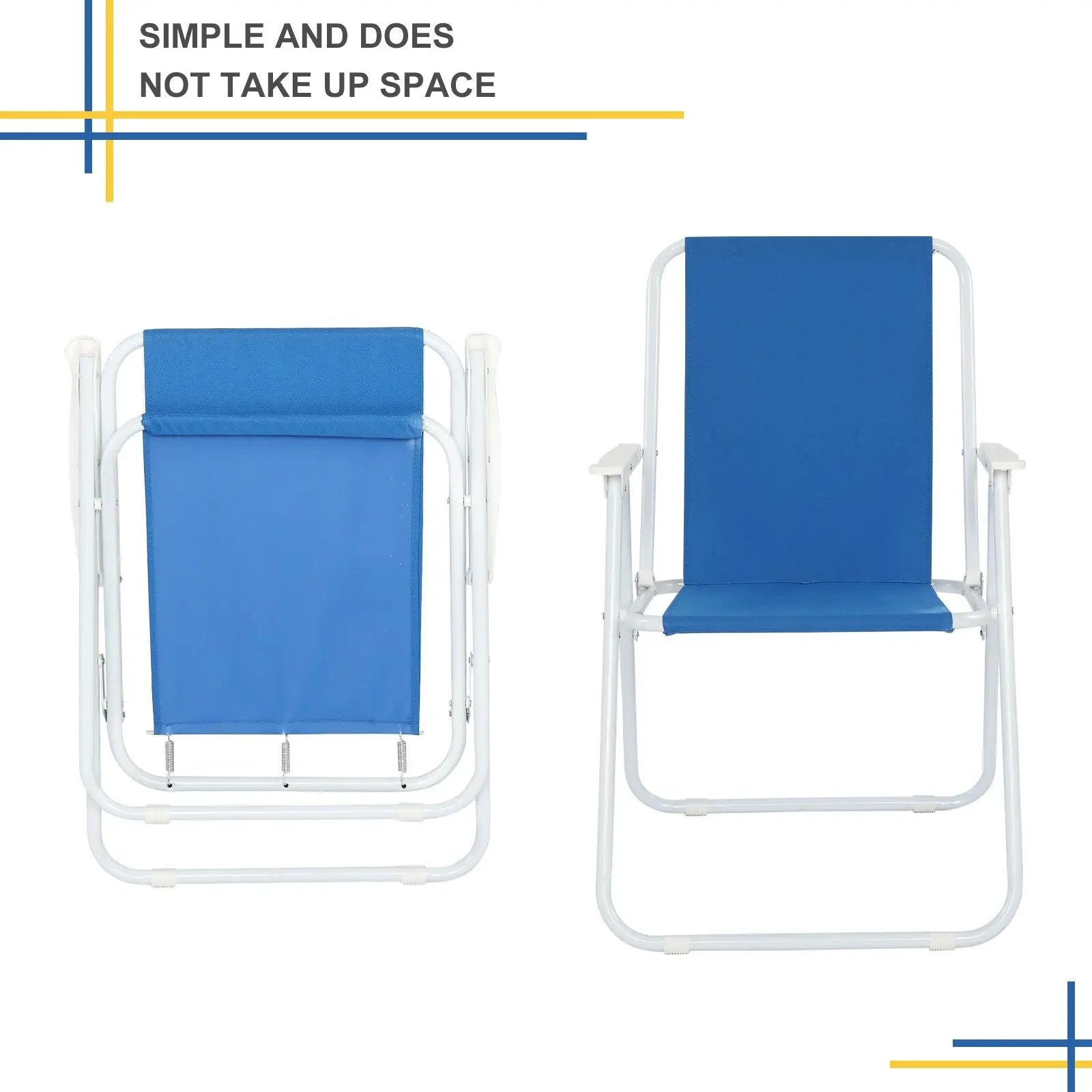 Oxford Cloth Iron Outdoor Beach Chair Blue Doba