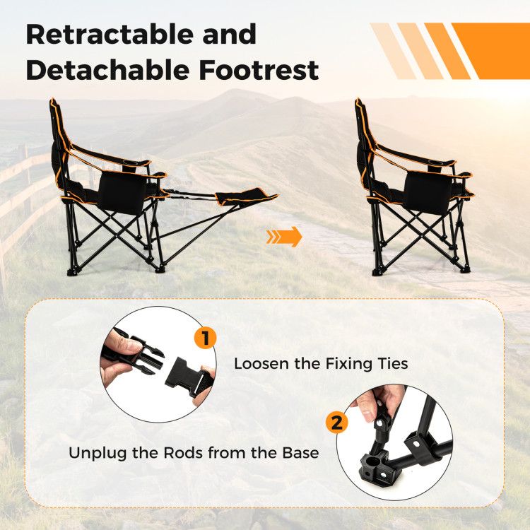 Folding Camping Chair with Footrest Camping Lounge Chair with Carry Bag Doba