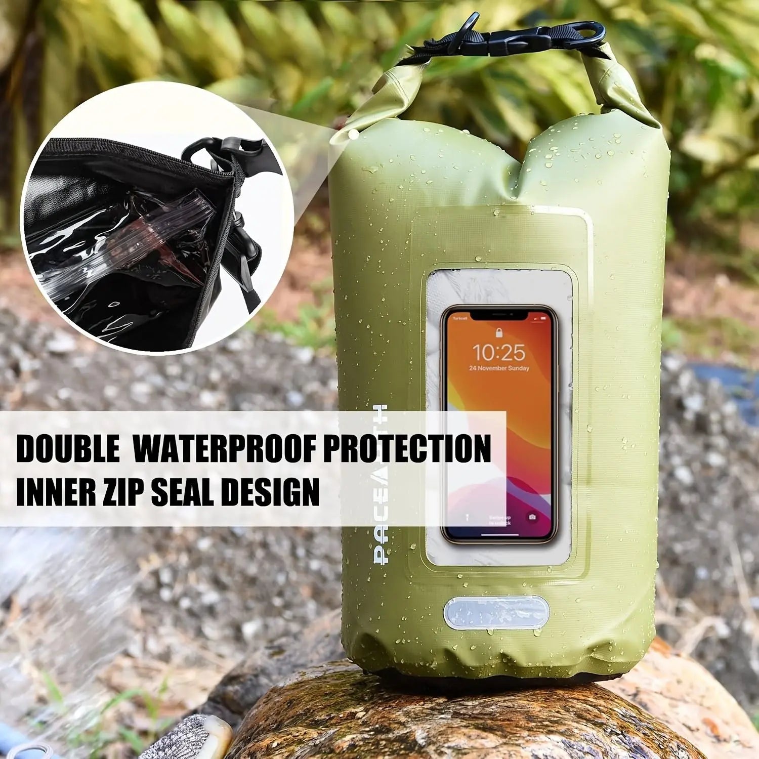 Waterproof Dry Bag 10L/20L/30L; Fishing Bag With Clear Phone Case; Roll Top Lightweight Floating Backpack Dry Sack; Keeps Gear Dry For Kayaking; Camping; Rafting; Boating; Excursion Doba